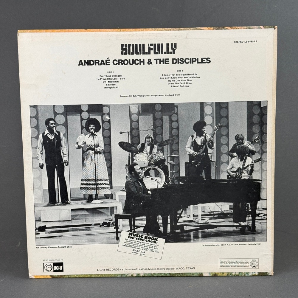 Andraé Crouch and The Disciples Soulfully Vinyl Record 12" Gospel LP - NEAR MINT